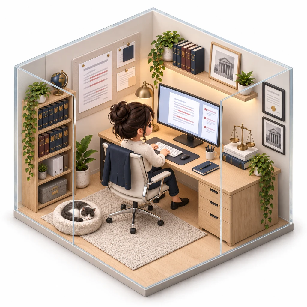 Contract Desk box — miniature isometric workroom