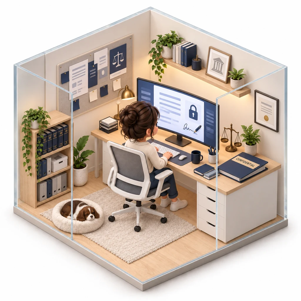 NDA Generator box — miniature isometric workroom