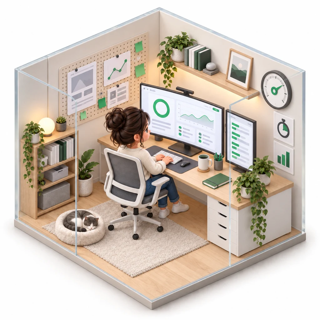 Web Performance Clinic box — miniature isometric workroom